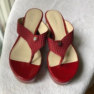 Like New! Calvin Klein RED Paten wedge Sandals